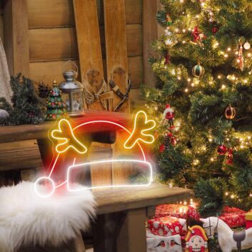 Brighten up Your Holiday Celebrations and Decor with the Christmas Hat With Reindeer Antlers LED Neon Sign - Perfect for Home, Office, and Christmas Parties!