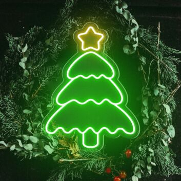 Brighten Your Holiday Celebrations: Christmas Tree Shining Star Neon Sign Perfect for Home Decor, Office Festivities, and Party Ambiance.