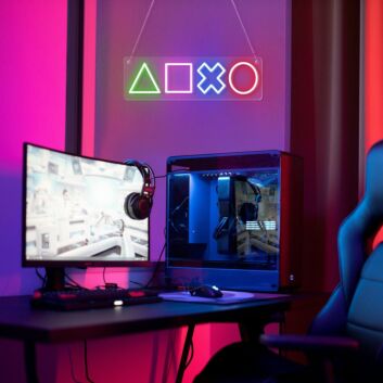 Elevate Your Gaming Room, Man Cave, or Party Ambience with the Controller Buttons Neon Sign For Gamers.