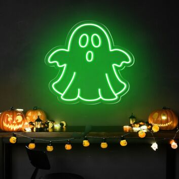 Brighten Up Your Halloween Bash and Spooky Home Decor with the Cute Ghost Halloween Neon Sign.