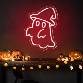 Brighten up your Halloween celebration and spooky decor with the Cute Ghost Hat Halloween Neon Sign for homes, bars, and themed events.