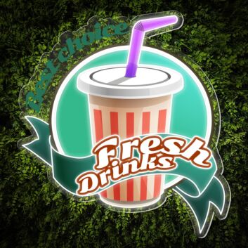 Brighten Up Your Bar, Store, or Wedding with the Fresh Drinks Words Logo LED UV Neon Sign.