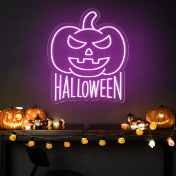 Brighten Your Halloween Celebration and Festive Decor with the Halloween Pumpkin Neon Sign for Home, Bar, and Party Ambiance.
