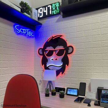 Brighten Your Bar, Office, and Home Decor with the Hip Monkey With Glasses Magic LED UV Neon Sign