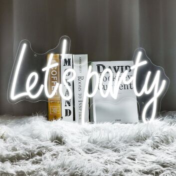 Elevate Your Celebrations: Lets Party Words Neon Sign for Special Occasions - Perfect for Weddings, Office Parties, and Home Decor.