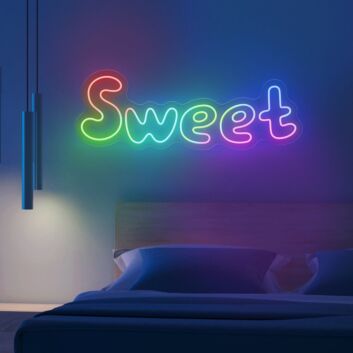 Brighten Up Your Space: Multicolor Sweet Word Magic Led Neon Sign for Home Decor, Bars, and Weddings.