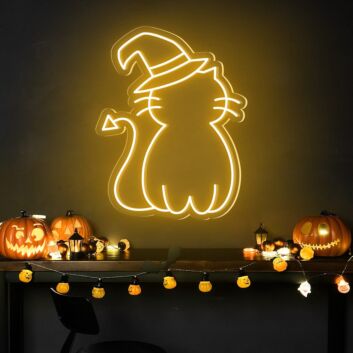 Brighten Up Your Halloween Celebration: Perfect for Home Decor, Theme Parties, and Bars - Neon Cat Hat Cute Halloween Neon Sign