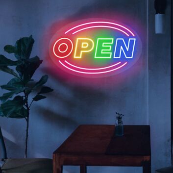 Brighten Up Your Business, Bar, or Storefront with the Vibrant Oval Neon Open Sign