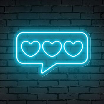 Brighten Up Your Love Story: Speech Bubble Hearts Neon Sign for Weddings, Anniversaries, and Romantic Home Décor.