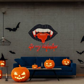 Add Romantic Ambiance to Your Living Room, Wedding, or Valentine&#039;s Day Celebration with Be My Valentine Led Uv Neon Sign Wall Art.