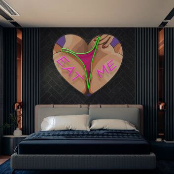 Elevate your space with Eat Me Led Uv Neon Sign: Perfect for Home Decor, Bars, and Trendy Office Settings