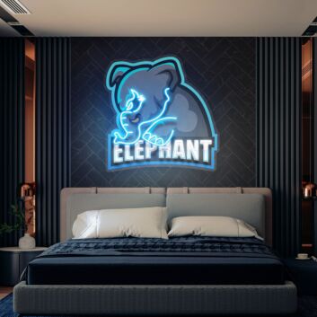 Elevate Your Decor: Ideal for Weddings, Bars, and Bedrooms with Elephant Logo Custom Led Uv Neon Sign Artwork.