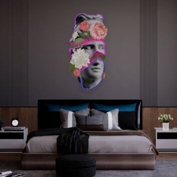 Brighten Your Spaces: Flowers In Head Led Uv Neon Sign for Enchanting Home, Office, and Event Ambiance.