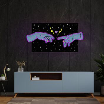 Brighten Up Your Bedroom, Office, or Chill-Out Spaces with Hand Of Acid Ancient Led UV Neon Sign Artwork.