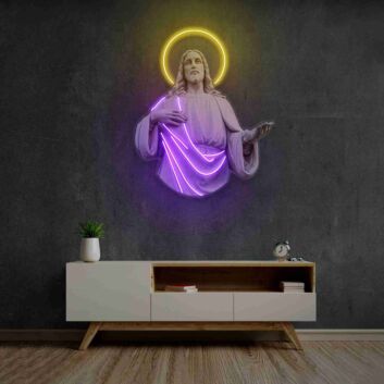 Jesus Christ with Halo UV LED Neon Sign for Christian Wall Art