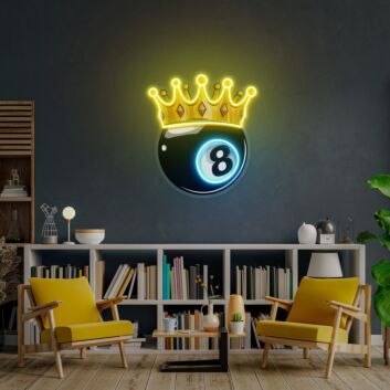 Brighten Up Your Space: King Business Logo Sign For Wall Billiards Wall Decor Led Uv Neon Sign Perfect for Bars, Game Rooms, and Office Decor.