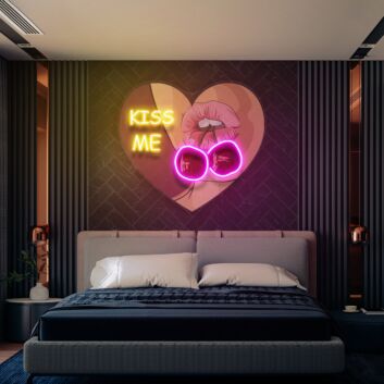 Add a Romantic Glow to Your Bedroom or Spice Up Your Wedding Decor with the Kiss Me Led UV Neon Sign.