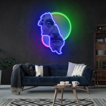 Brighten Your Space: Versatile Man Statue Led Uv Neon Sign for Home Decor, Office Elegance, and Modern Living Room Ambiance