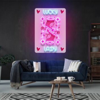 Elevate Your Game Night and Add a Royal Touch to Your Home Office or Bar with the Poker Led Uv Neon Sign Queen Card Wall Decor Sign Bedroom.