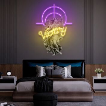Elevate Your Space: Victory Angel Led Uv Neon Sign - Perfect for Home Decor, Office Elegance, and Stylish Bar Ambiance.