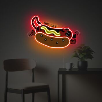 Hot Cat Hot Dog LED Neon Acrylic Artwork