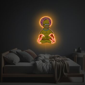 Brighten Up Your Bar, Game Room, or Man Cave with Homer Simpson With Donut Halo LED Neon Acrylic Artwork.