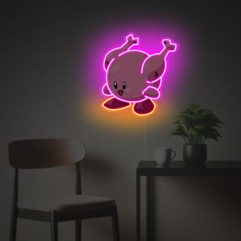 Enhance Your Bar or Game Room Ambiance with Kirby Fire Chicken Version LED Neon Acrylic Artwork.