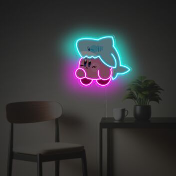 Elevate your home, office, and bar ambiance with Kirby With Cute Shark LED Neon Acrylic Artwork – Perfect for Trendsetting Decor and Memorable Celebrations.