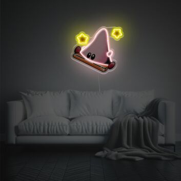 Brighten Your Space: Kirby With Stars LED Neon Acrylic Artwork for Home Decor, Bars, and Celebratory Events.