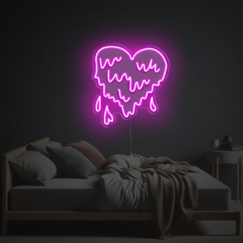 Brighten Your Love-Filled Spaces: Pinky Melting Heart LED Neon Acrylic Artwork for Weddings, Romantic Dinners, and Cozy Home Decor.
