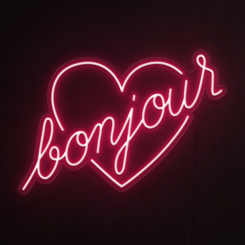 Bonjour Heart Neon Sign