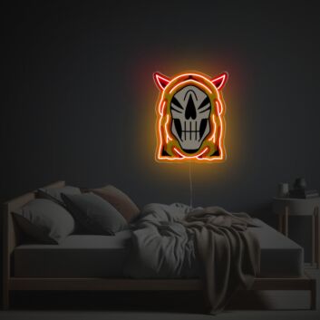 Add a Unique Glow to Your Office, Bar, or Gaming Room with Skull Man With Orange Suit LED Neon Acrylic Artwork.