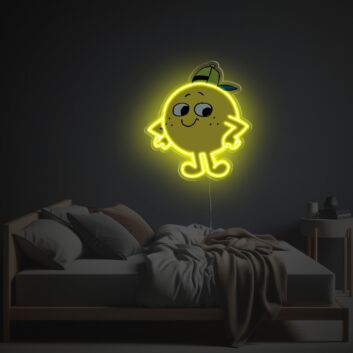 Brighten Up Your Bar, Game Room, or Teen's Bedroom with Yellow Guy With Cap LED Neon Acrylic Artwork.