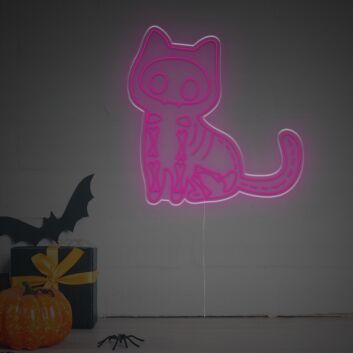 Spookify Your Space: Halloween Cat X-Ray LED Neon Sign for Home Decor, Parties, and Haunted Houses