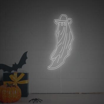 Add a spooky glow to your Halloween festivities, from home decor to office parties, with the Halloween Tall Ghost With Hat LED Neon Sign.