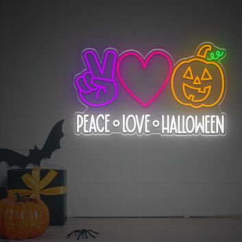 Brighten Your Spooky Celebrations: From Home Decor to Halloween Parties with the Peace Love Halloween LED Neon Sign