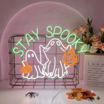 Brighten Up Your Halloween Festivities and Themed Rooms with the Stay Spooky Ghost LED Neon Sign.