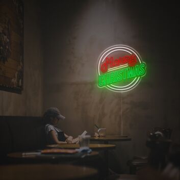 Embrace Festive Elegance in Your Home, Office, or Christmas Event with the Marry Christmas With Circles LED Neon Sign.