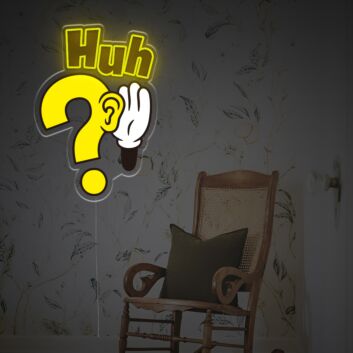 Elevate Your Office, Bar, and Event Ambience with Huh With Question Mark LED Neon Acrylic Artwork.