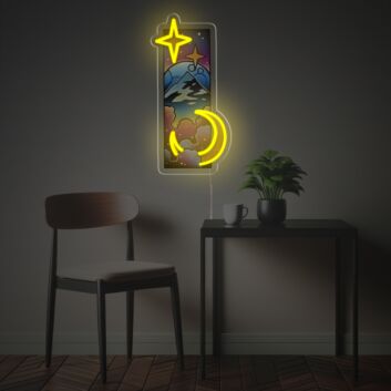Transform Your Space: Peaceful Night View LED Neon Acrylic Artwork Perfect for Home Decor, Office Ambiance, or Evening Events.