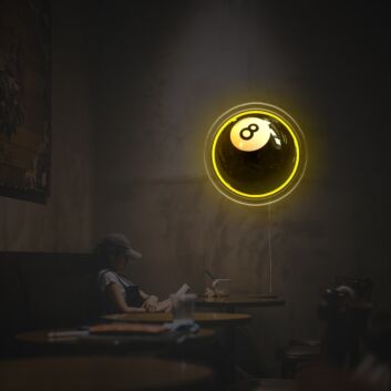 Brighten Your Game Room or Bar: Pool Eight Ball LED Neon Acrylic Artwork Ideal for Adding a Playful Glow.