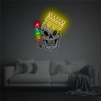 Add a Regal Touch to Your Home, Bar, or Office Decor with the Skull King With Crown LED Neon Acrylic Artwork.