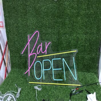 Brighten Up Your Bar, Office, or Wedding Ambiance with the Bar Open Custom LED Neon Sign.