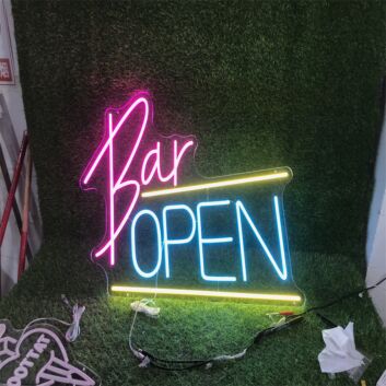 Brighten Up Your Bar, Office, or Wedding Ambiance with the Bar Open Custom LED Neon Sign.