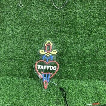 Elevate Your Bar, Tattoo Shop, or Home Decor with the Striking Tattoo With Heart-Piercing Sword LED Neon Sign.