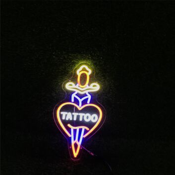 Elevate Your Bar, Tattoo Shop, or Home Decor with the Striking Tattoo With Heart-Piercing Sword LED Neon Sign.