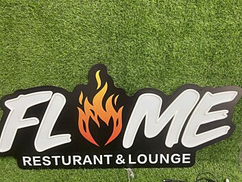 FLAME Restaurant &amp; Lounge UV Print LED Neon Sign