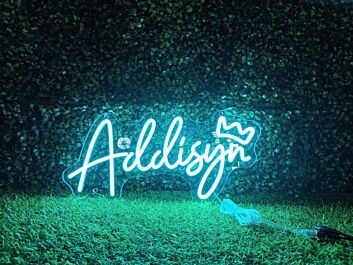 Brighten Your Space: Addisyn With Crown Blue LED Neon Sign for Home Decor, Trendy Offices, Chic Stores, and Elegant Weddings