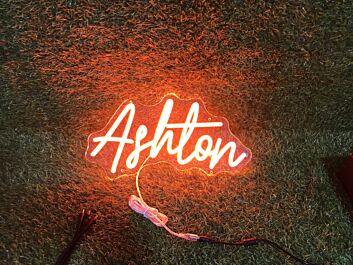 Brighten Your Office, Store, or Bar Ambiance with the Ashton Orange LED Neon Sign.