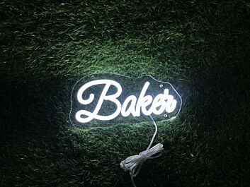 Brighten Up Your Bakery or Home Kitchen with the Elegant Baker White LED Neon Sign - Perfect for Culinary Spaces, Celebrations, and Business Branding.